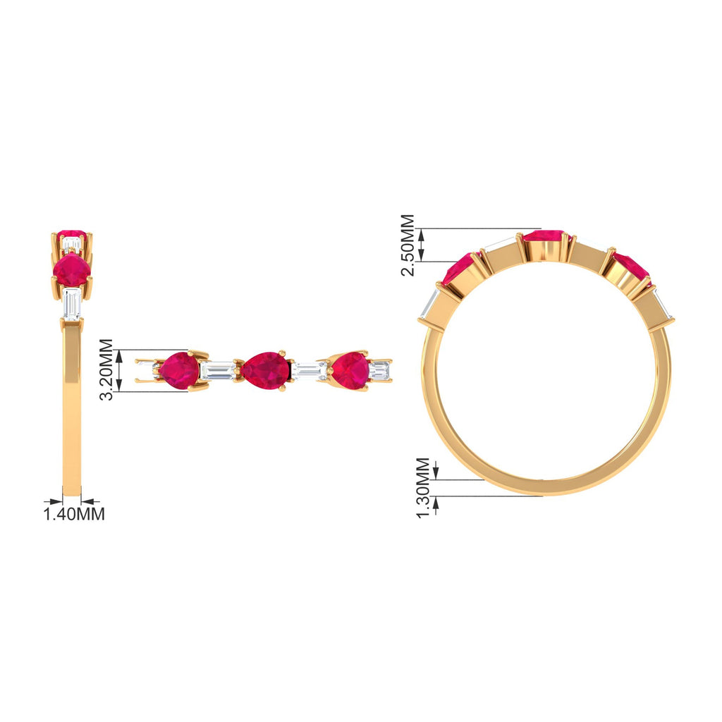 Ruby and Diamond Half Eternity Ring in East West Style