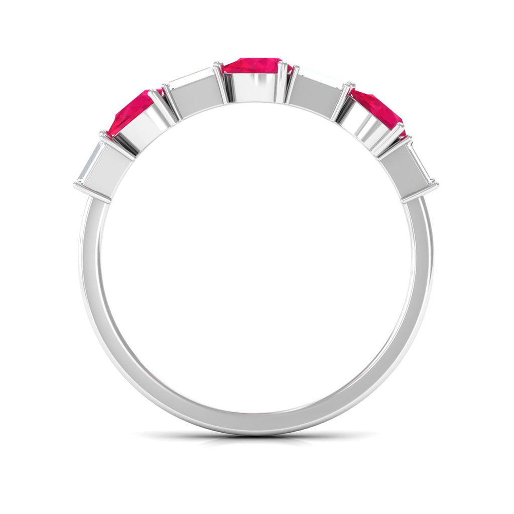 Ruby and Diamond Half Eternity Ring in East West Style