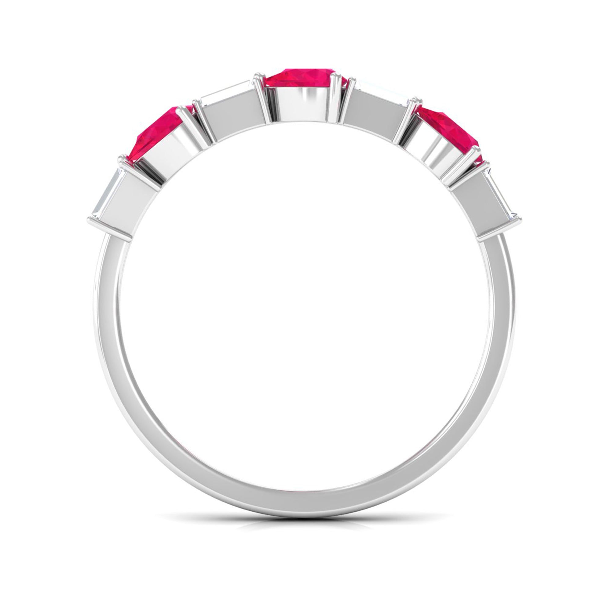 Ruby and Diamond Half Eternity Ring in East West Style