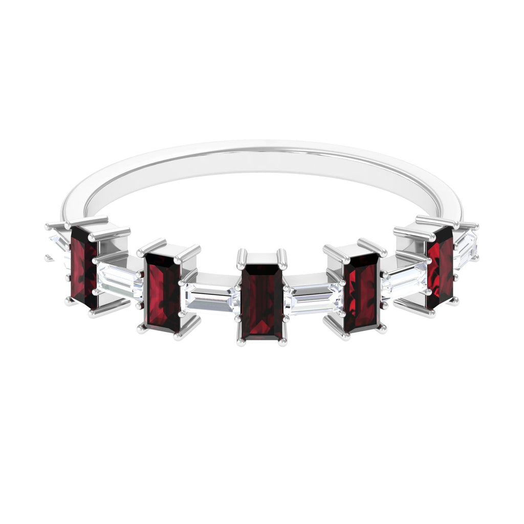Genuine Baguette Garnet Diamond Half Eternity Ring