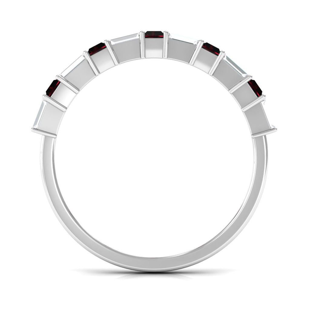 Genuine Baguette Garnet Diamond Half Eternity Ring