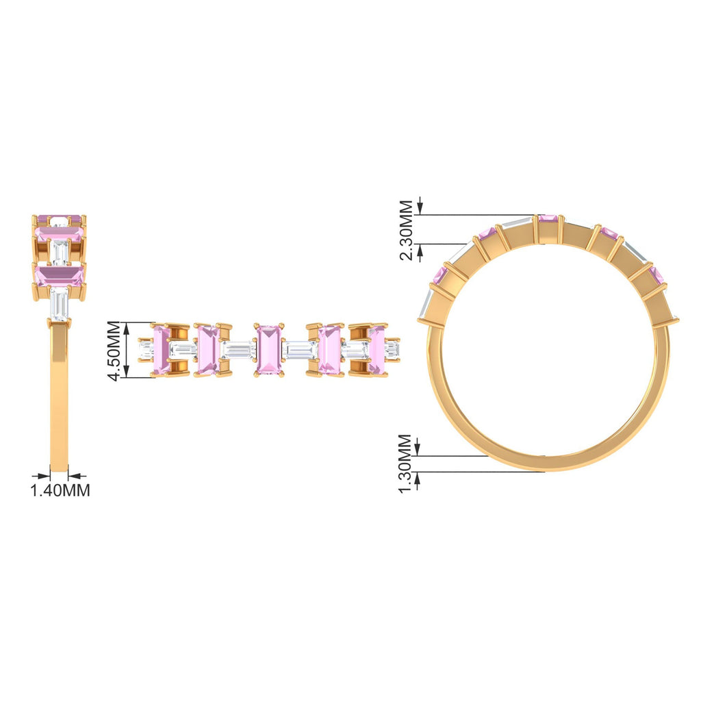 Pink Tourmaline and Moissanite East West Half Eternity Ring