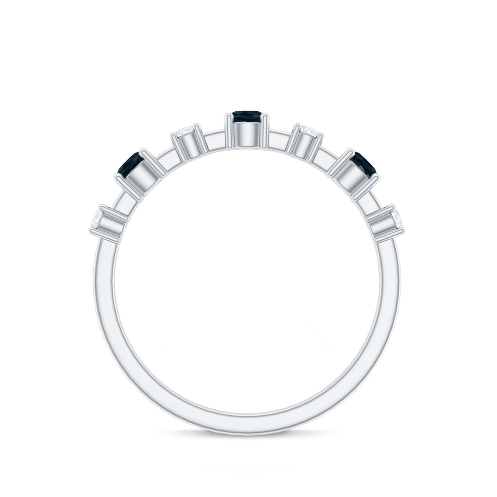 London Blue Topaz Wedding Eternity Band with Diamond