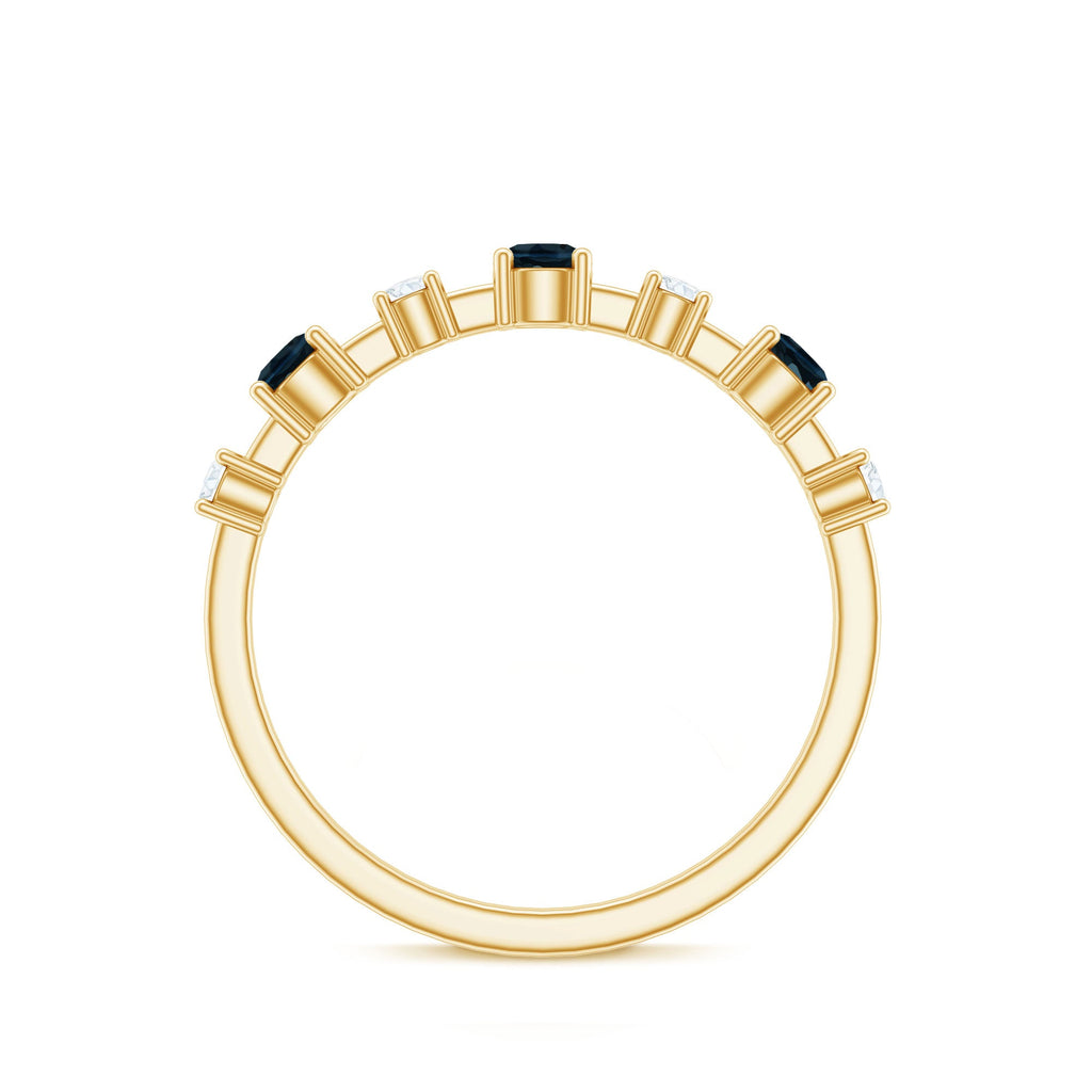 London Blue Topaz Wedding Eternity Band with Diamond