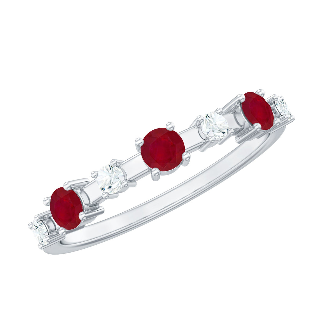 Semi Eternity Ring with Ruby and Diamond