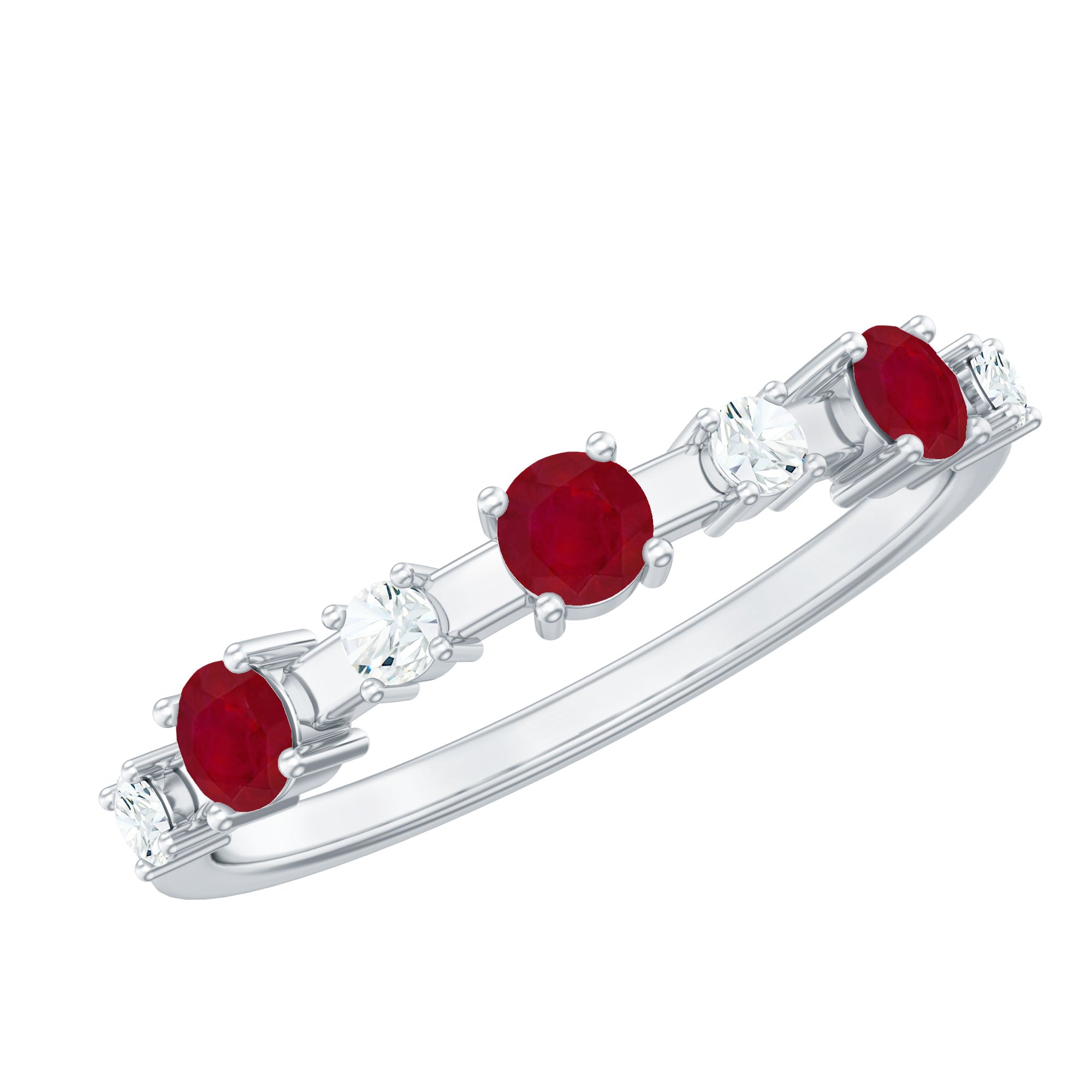 Semi Eternity Ring with Ruby and Diamond