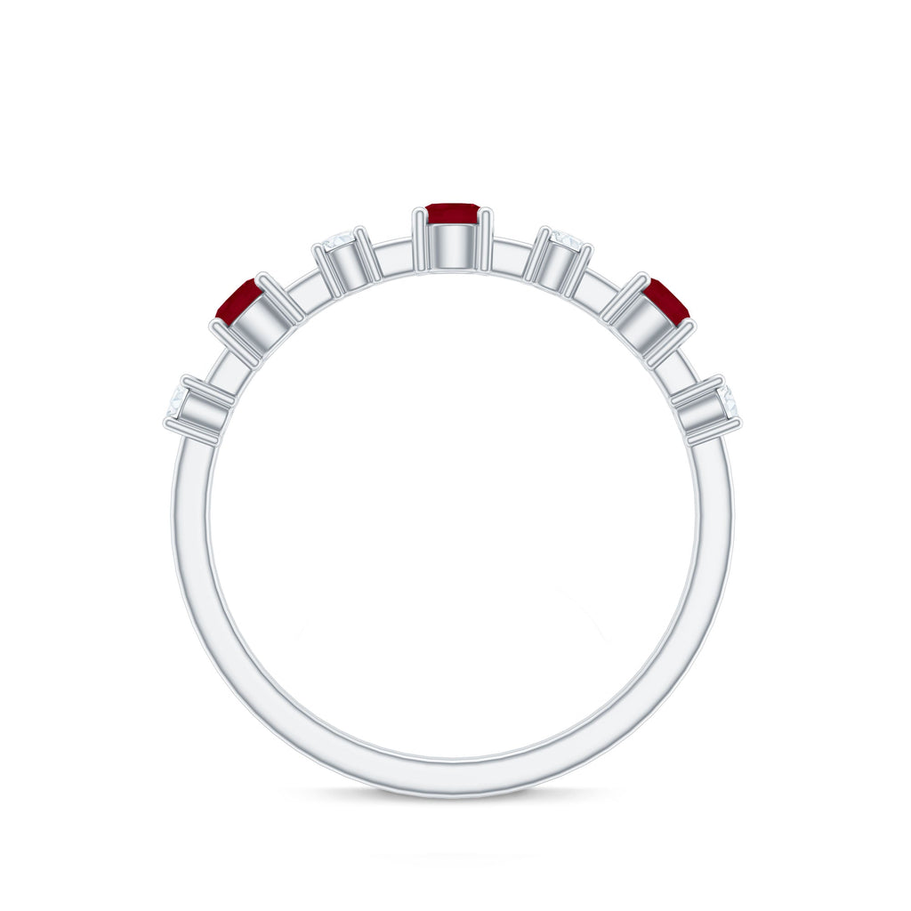 Semi Eternity Ring with Ruby and Diamond