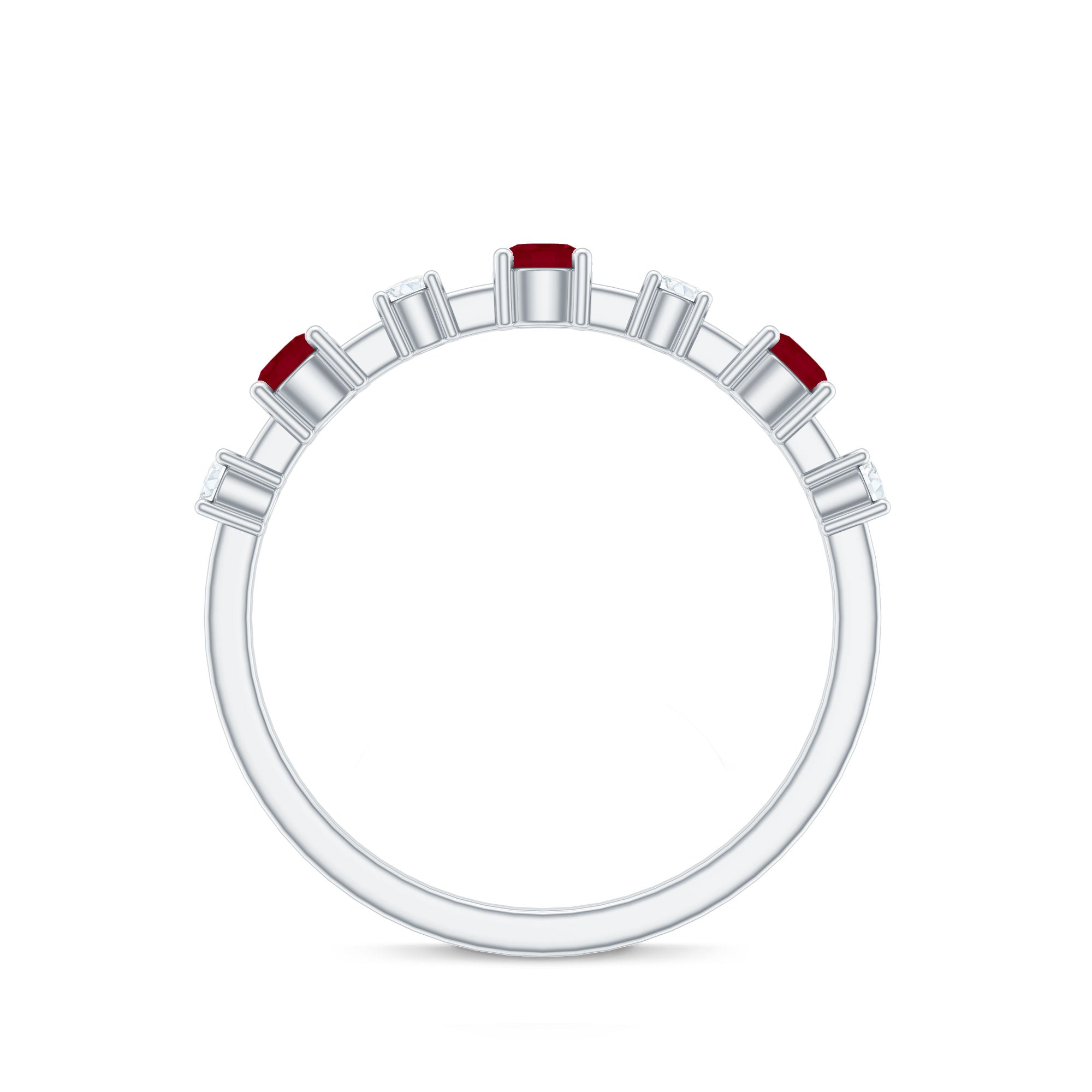 Semi Eternity Ring with Ruby and Diamond