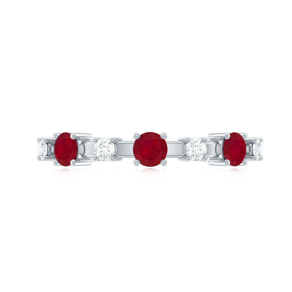 Semi Eternity Ring with Ruby and Diamond