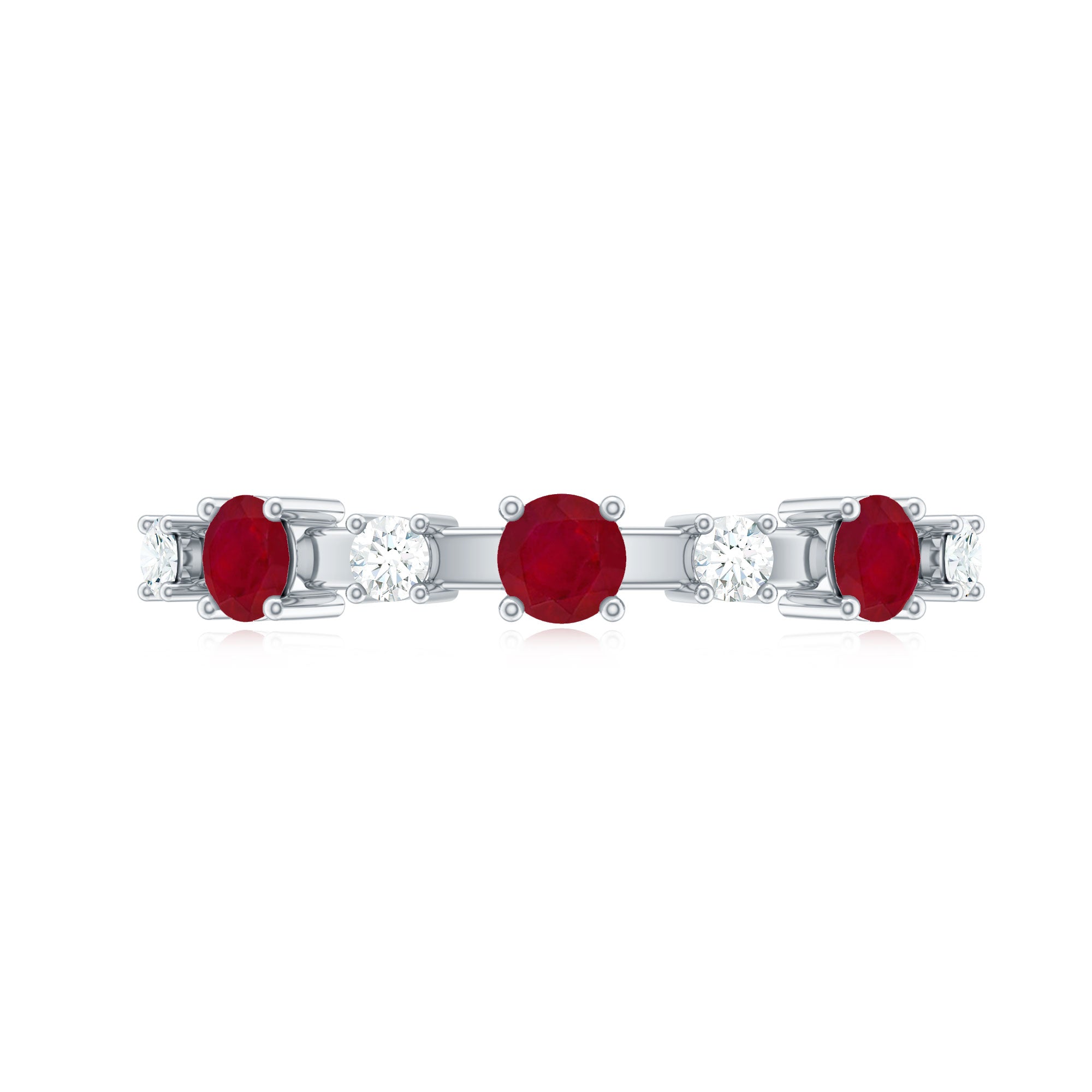 Semi Eternity Ring with Ruby and Diamond