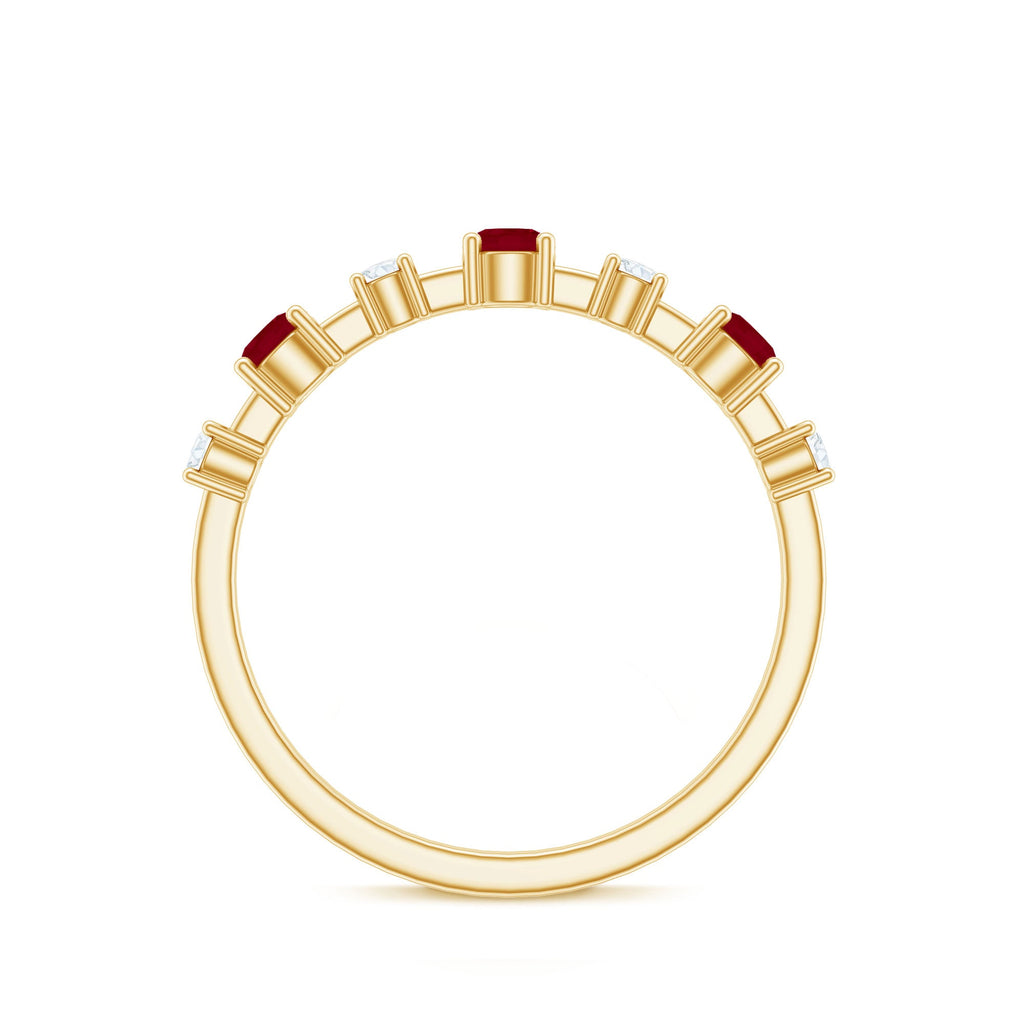 Semi Eternity Ring with Ruby and Diamond