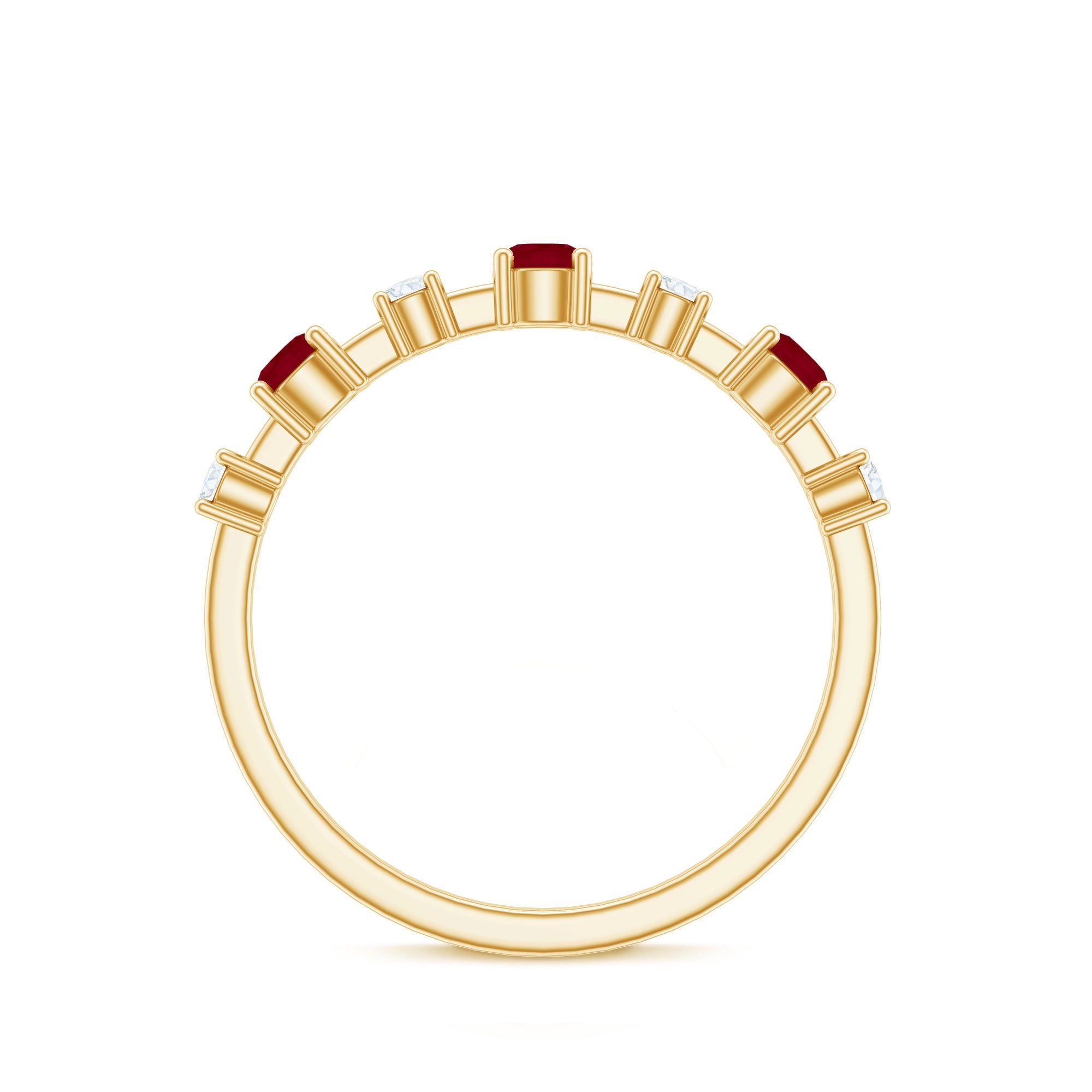 Semi Eternity Ring with Ruby and Diamond
