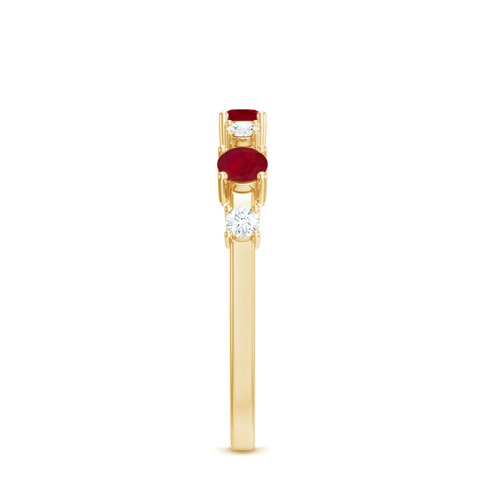 Semi Eternity Ring with Ruby and Diamond