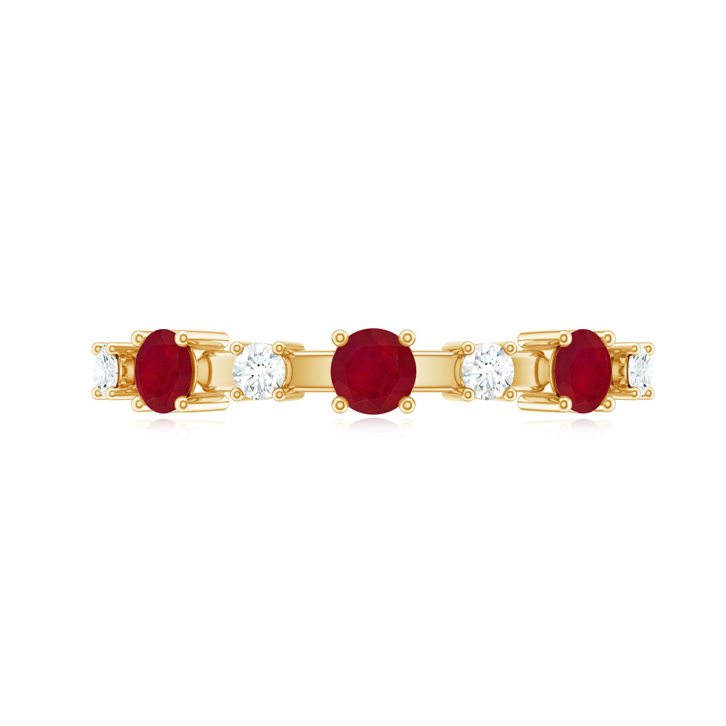 Semi Eternity Ring with Ruby and Diamond