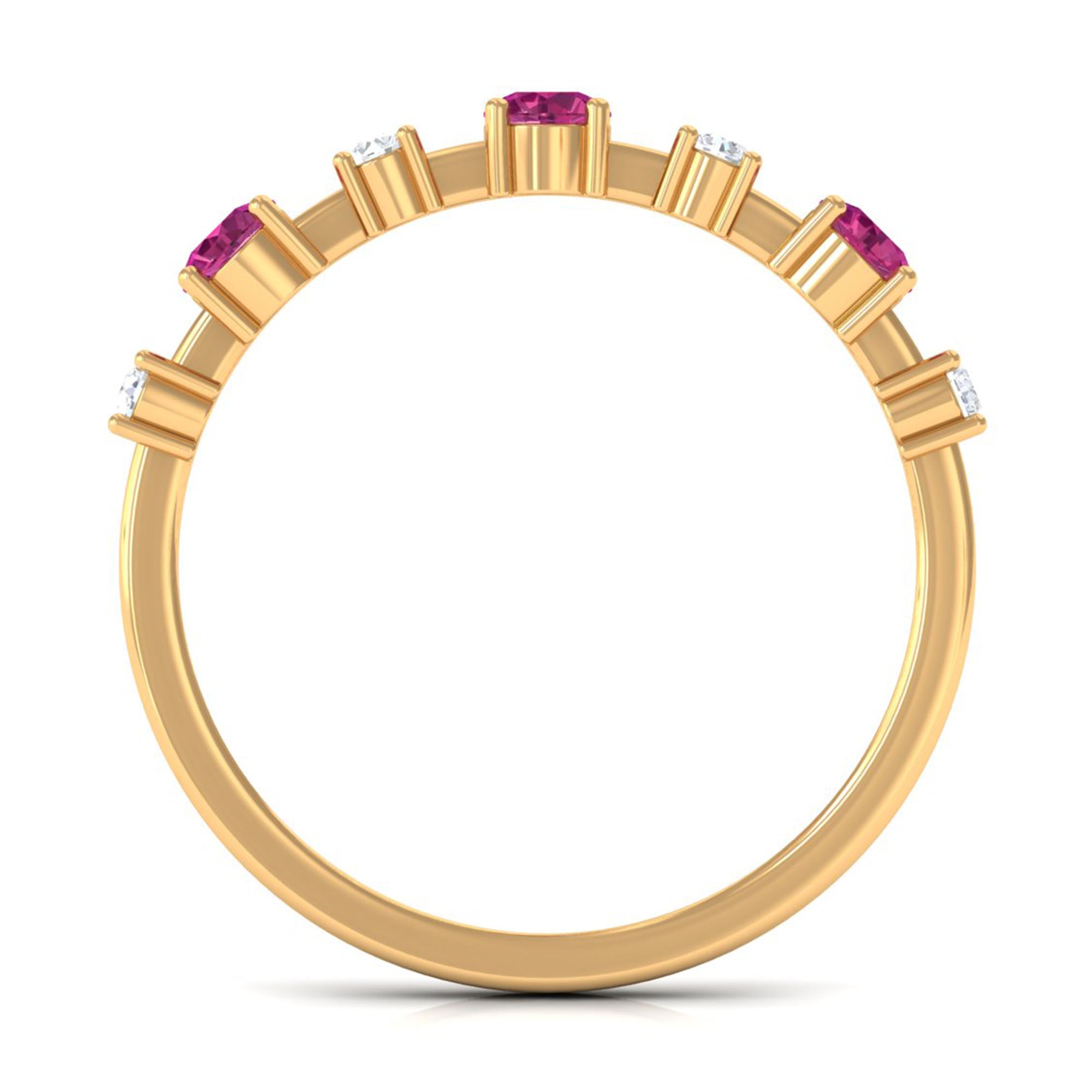 Pink Tourmaline and Diamond Half Eternity Ring