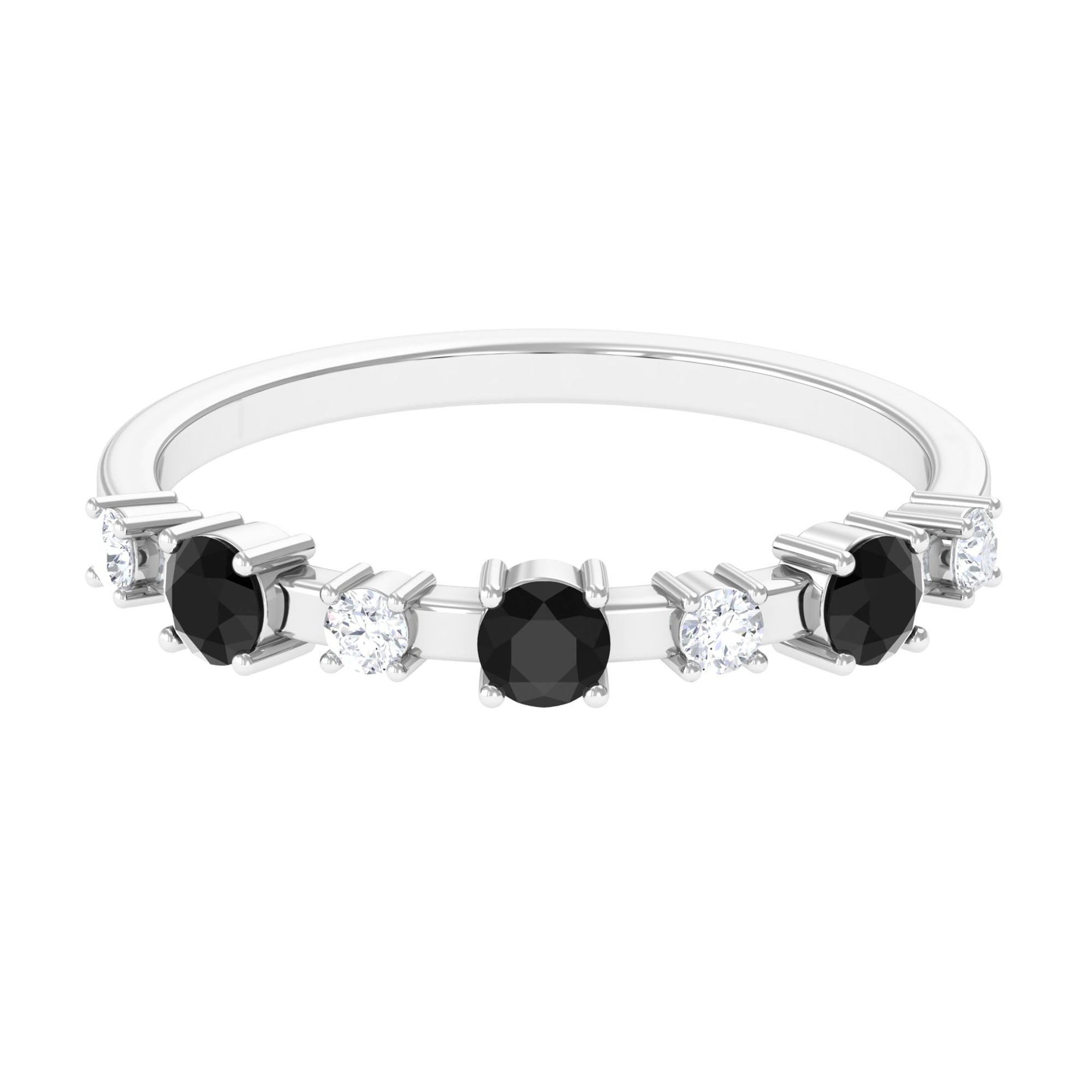 Black Spinel and Diamond Half Eternity Ring