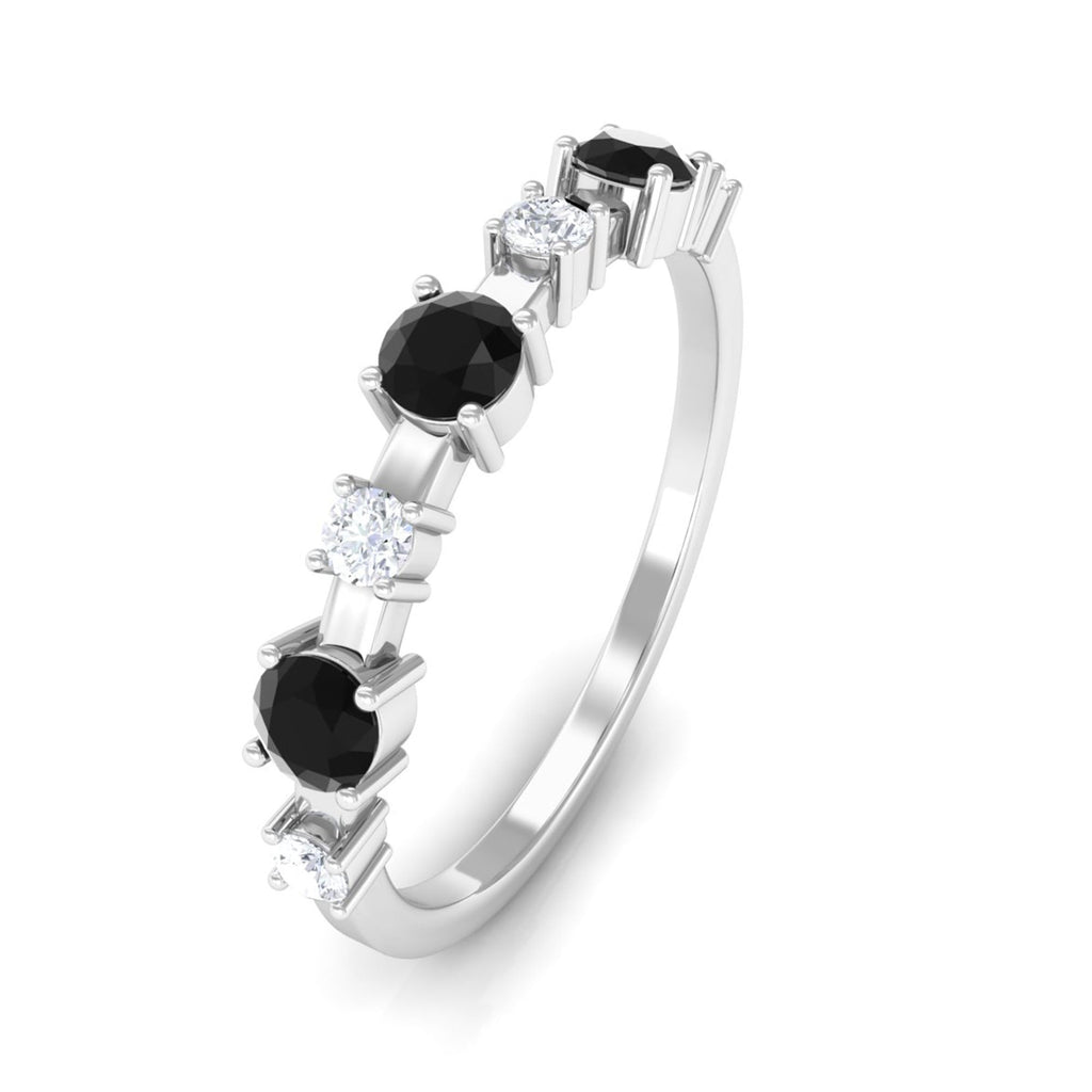 Black Spinel and Diamond Half Eternity Ring