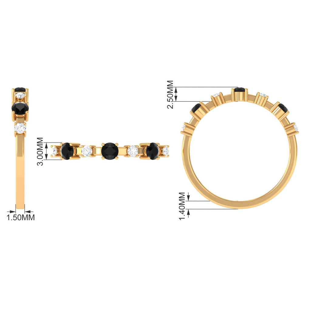 Black Spinel and Diamond Half Eternity Ring
