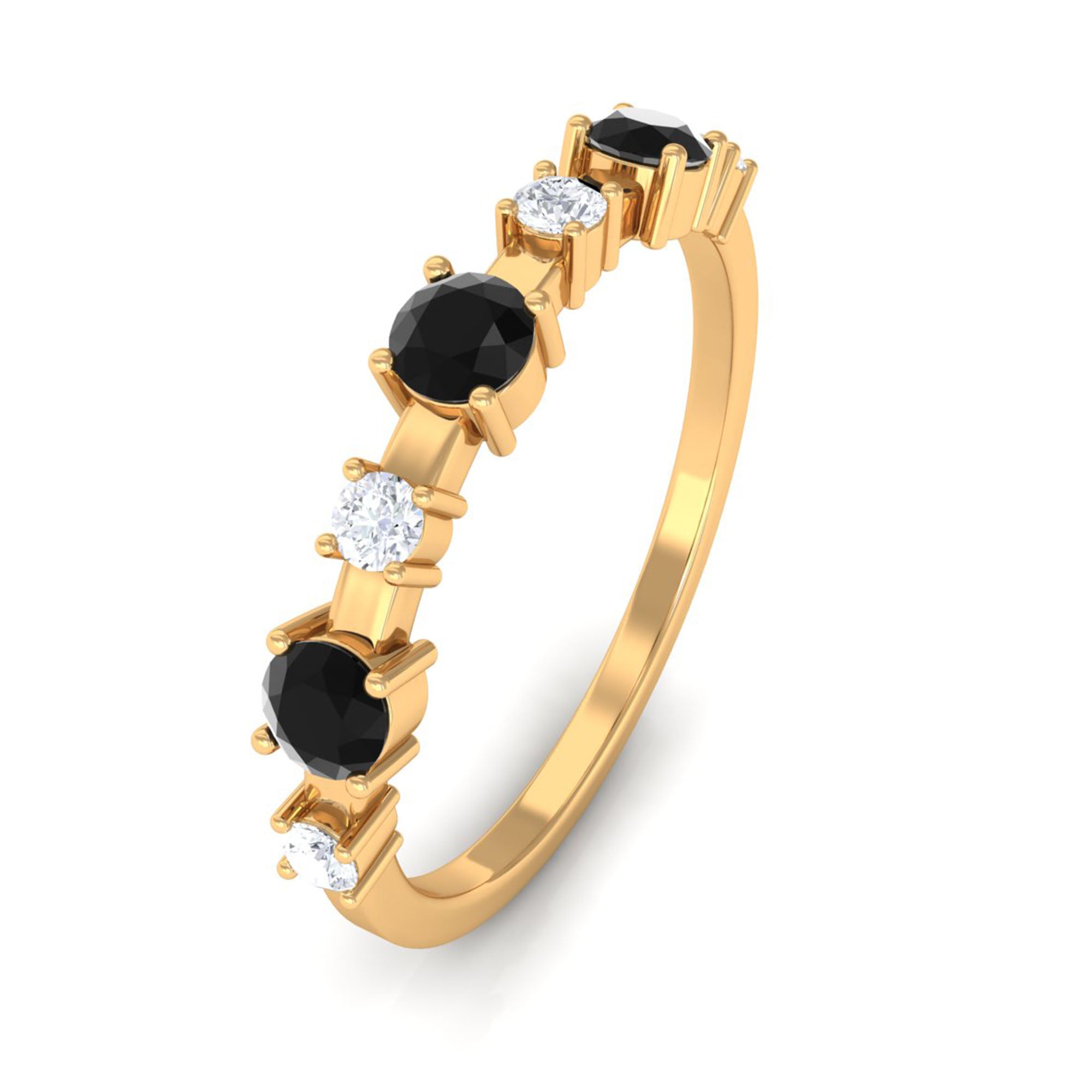 Black Spinel and Diamond Half Eternity Ring