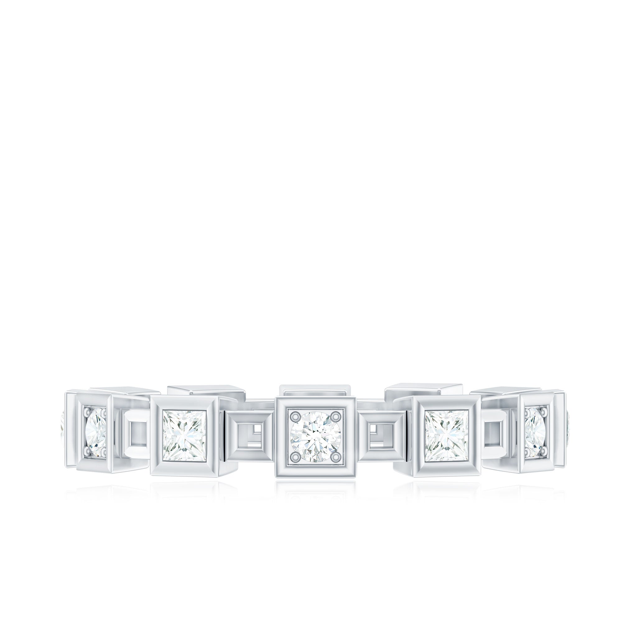 Princess Cut Moissanite Contemporary Wedding Band Ring