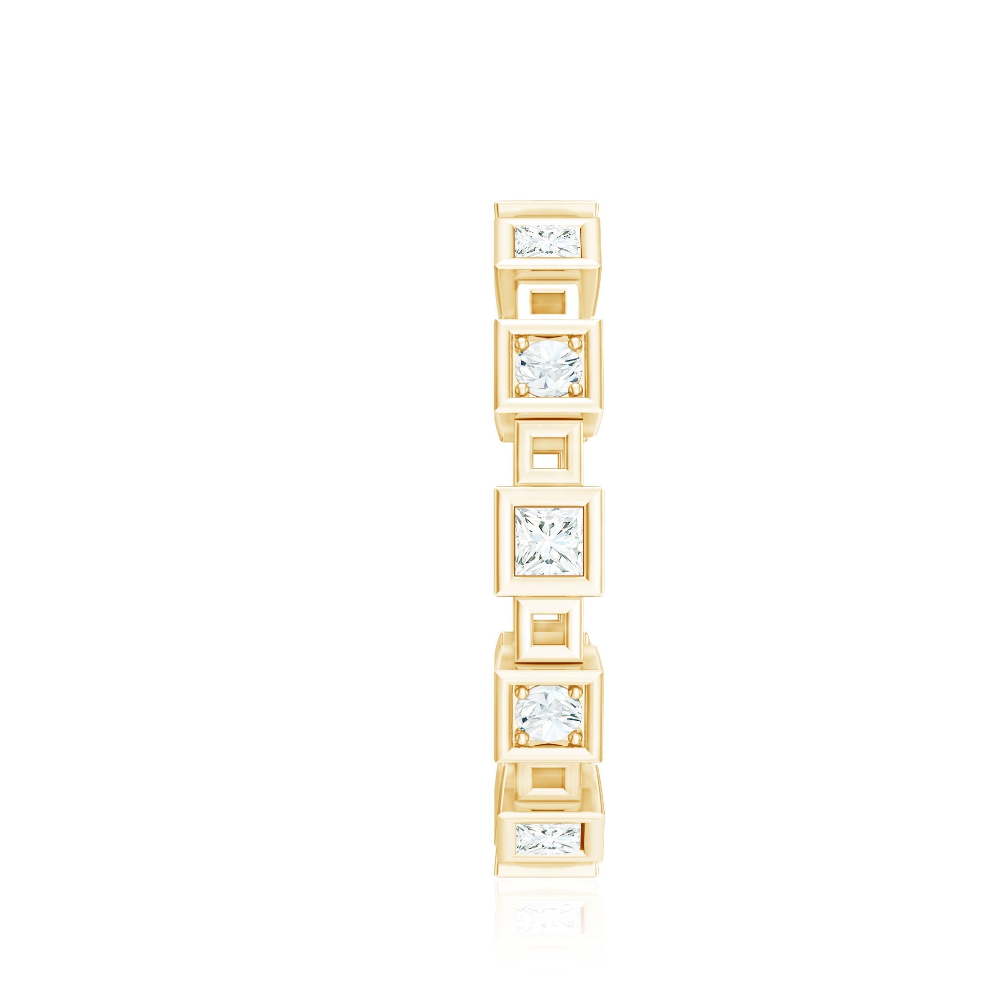 Princess Cut Moissanite Contemporary Wedding Band Ring