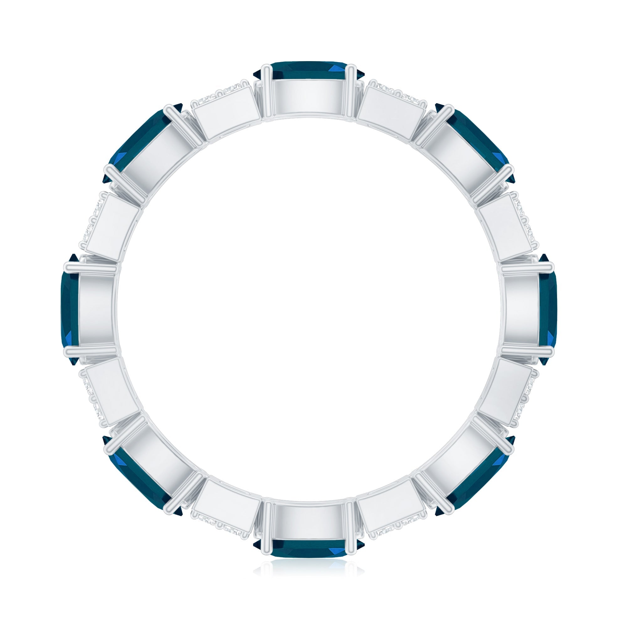 Oval London Blue Topaz Full Eternity Band Ring with Diamond