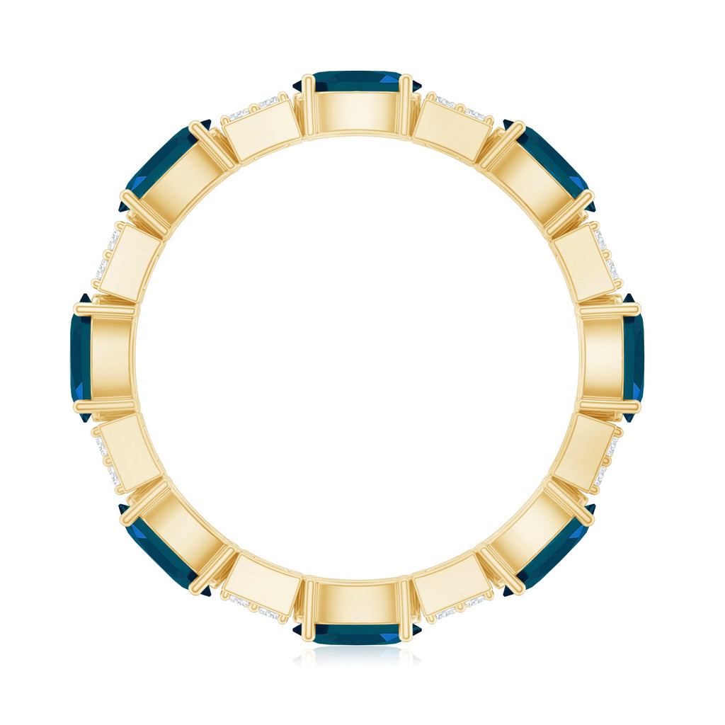 Oval London Blue Topaz Full Eternity Band Ring with Diamond
