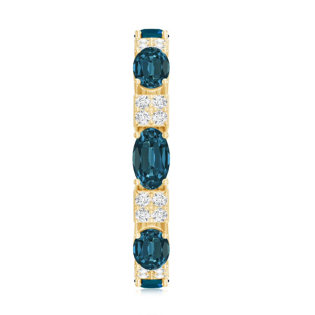Oval London Blue Topaz Full Eternity Band Ring with Diamond