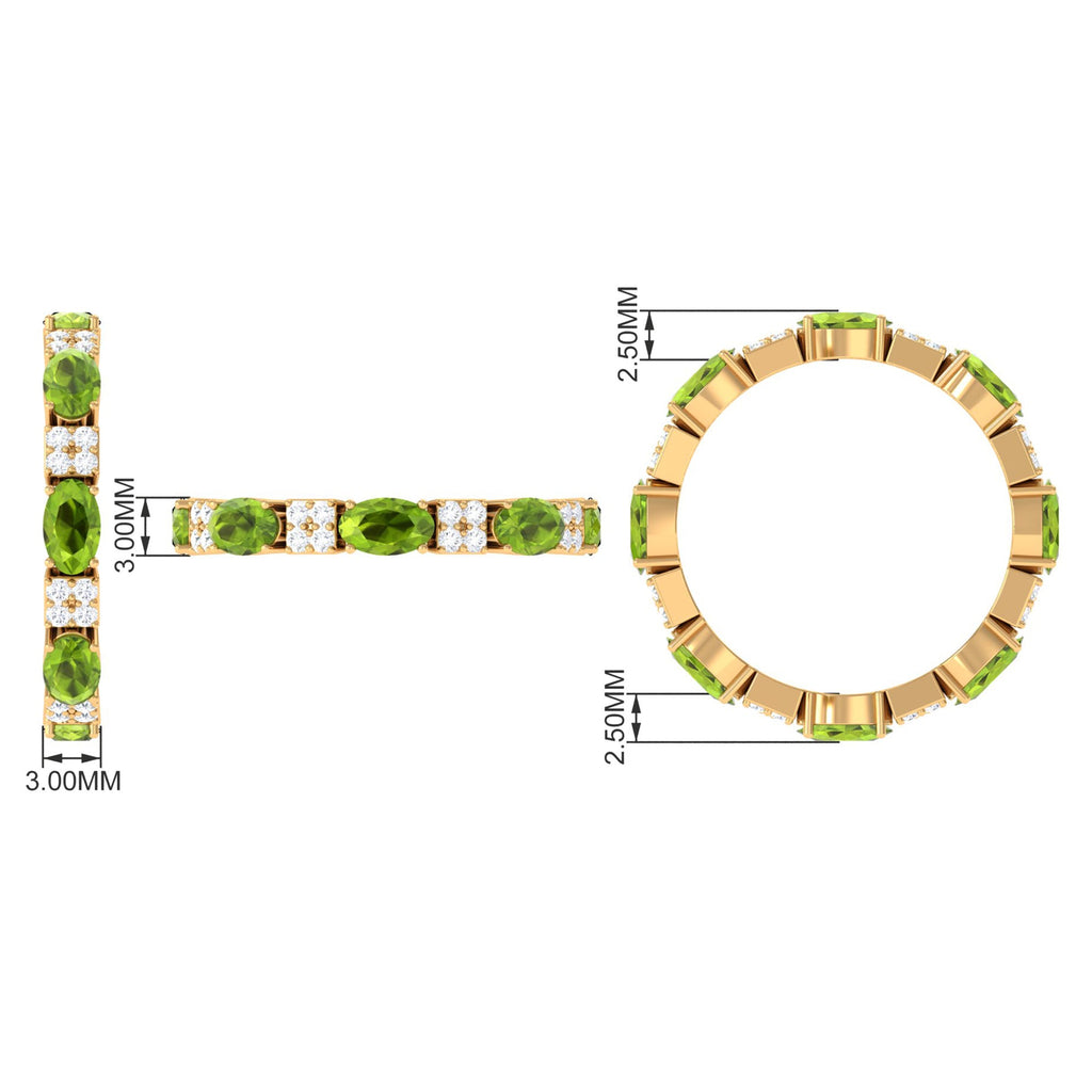 Oval Cut Peridot and Diamond Eternity Ring