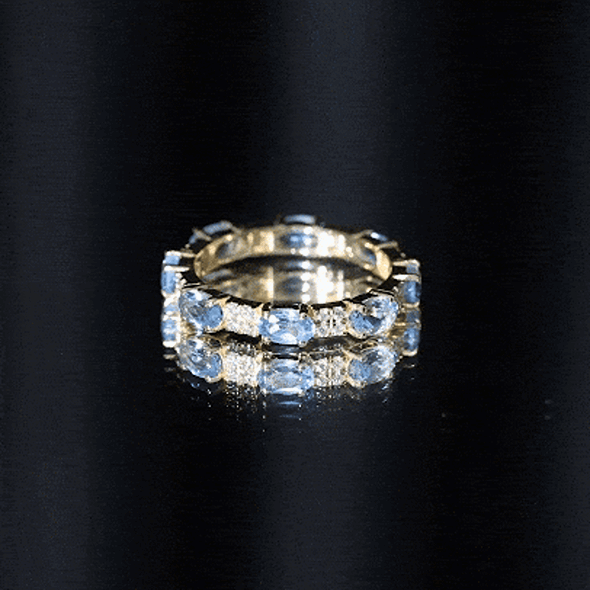 Real Aquamarine and Diamond Full Eternity Ring