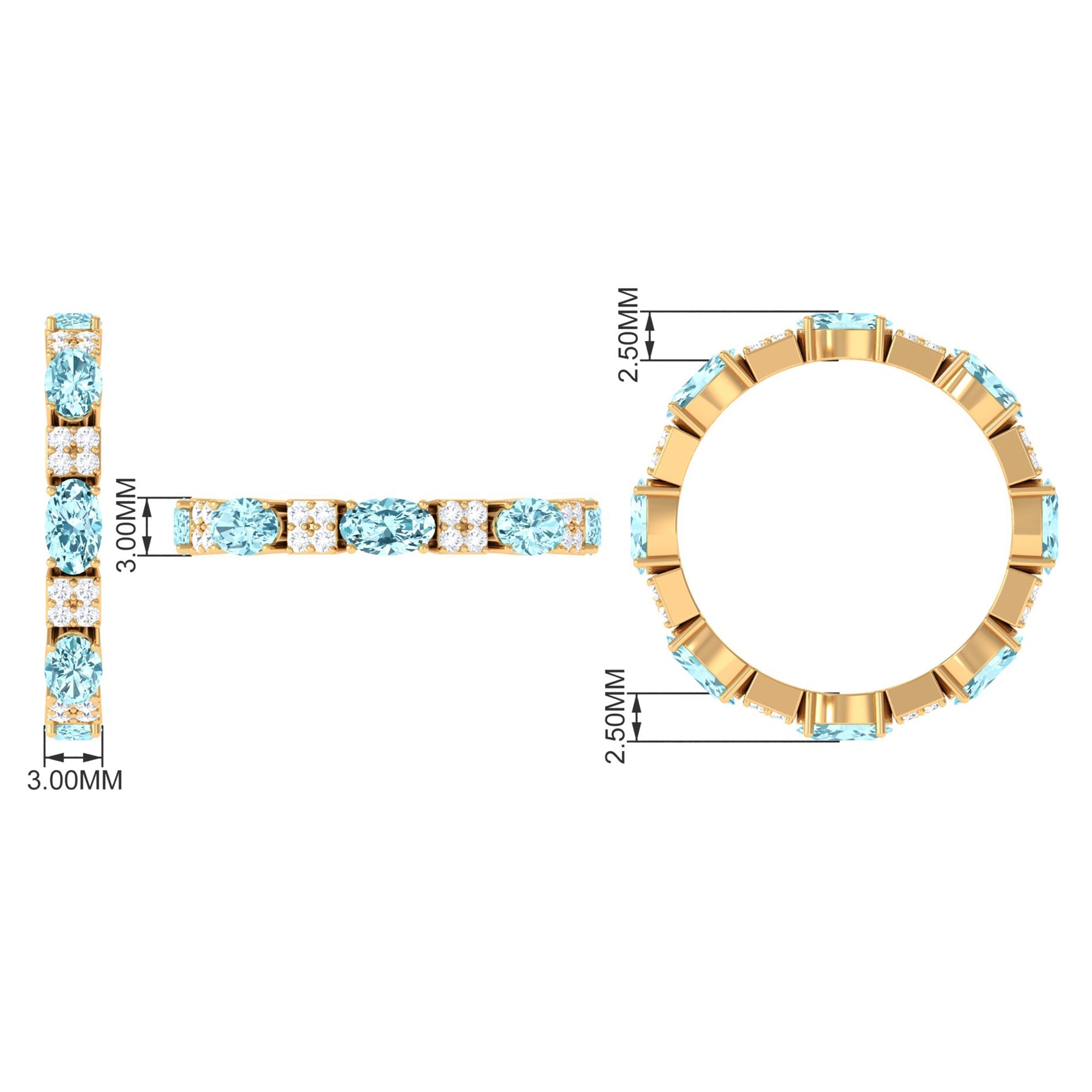 Real Aquamarine and Diamond Full Eternity Ring