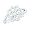 Certified Moissanite Floral Engagement Ring with Split Shank