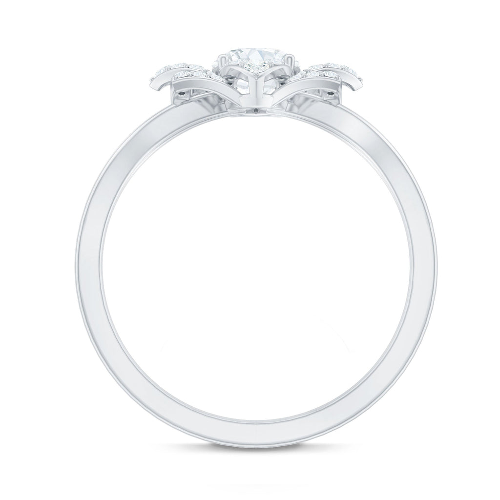 Certified Moissanite Floral Engagement Ring with Split Shank
