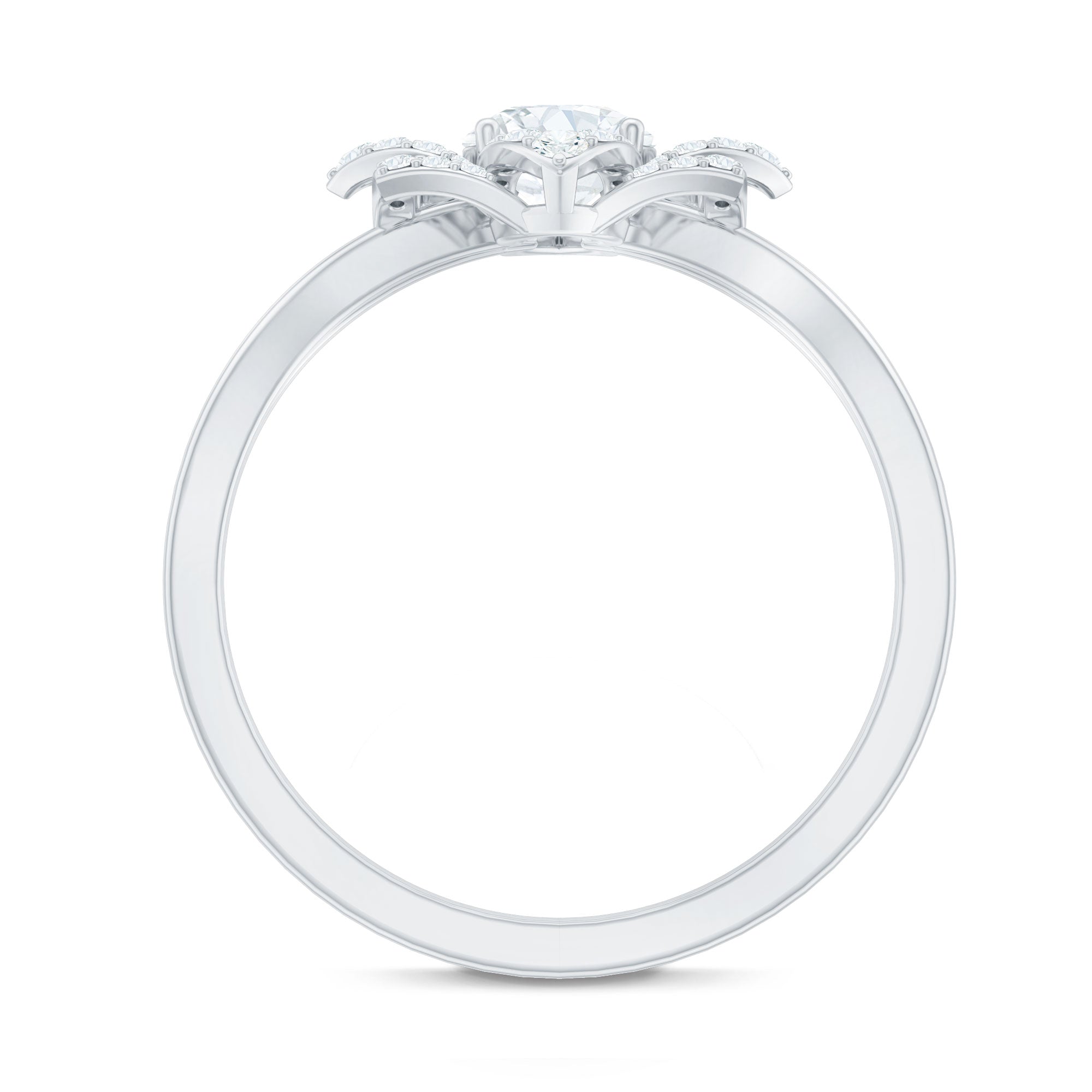 Certified Moissanite Floral Engagement Ring with Split Shank
