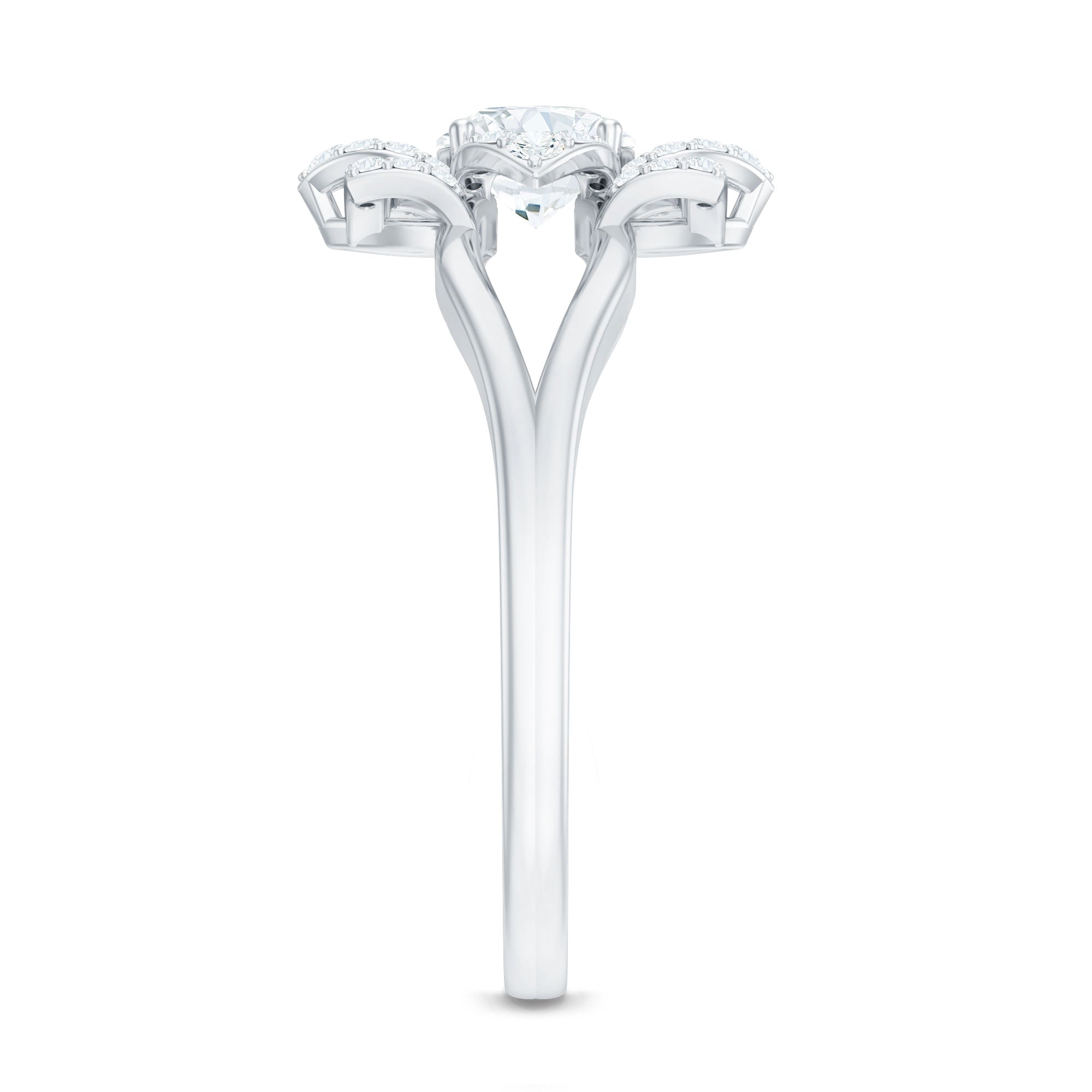 Certified Moissanite Floral Engagement Ring with Split Shank