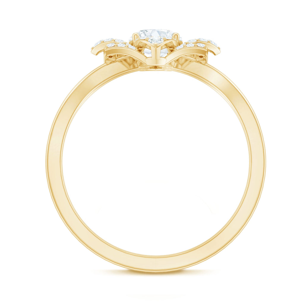 Certified Moissanite Floral Engagement Ring with Split Shank