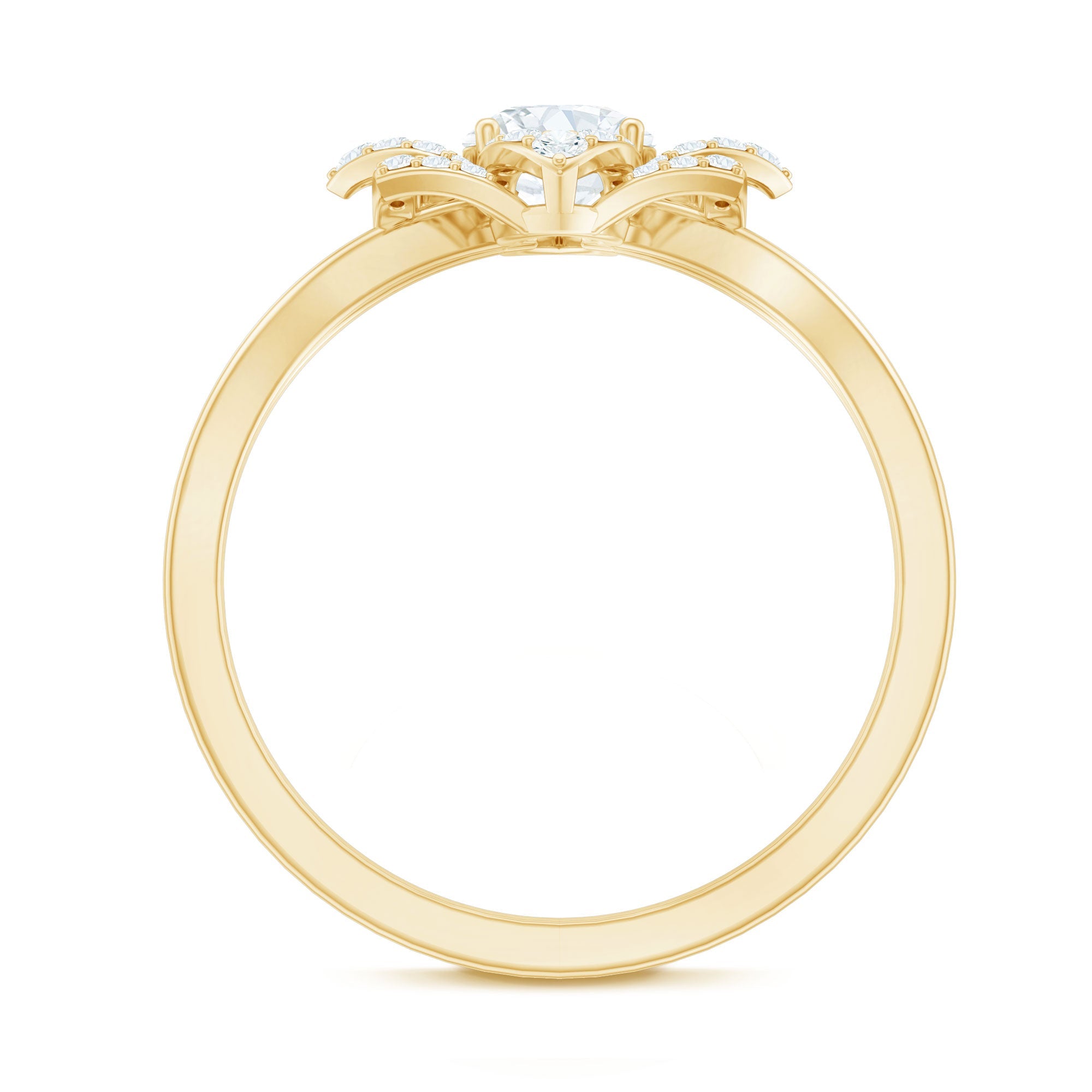 Certified Moissanite Floral Engagement Ring with Split Shank