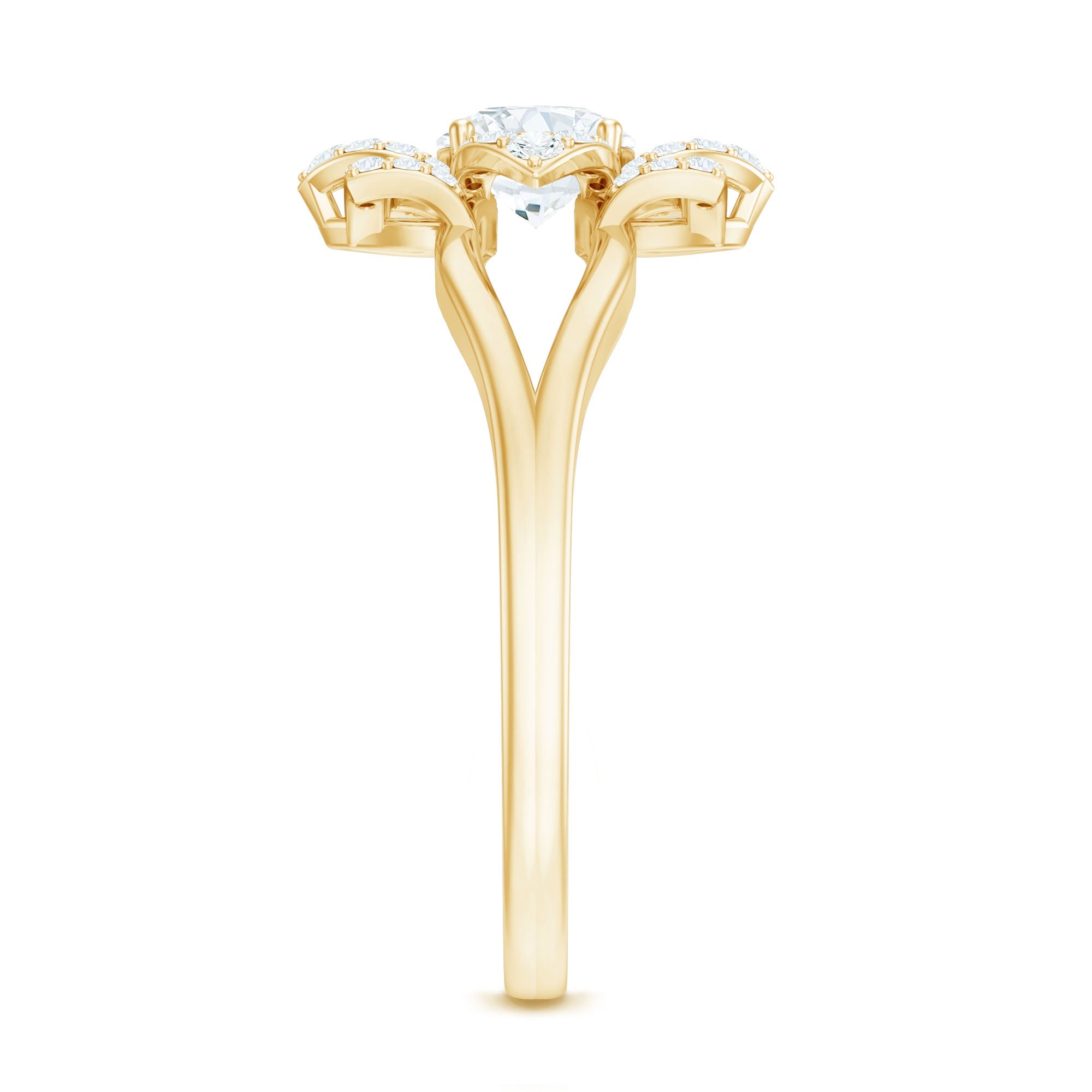 Certified Moissanite Floral Engagement Ring with Split Shank