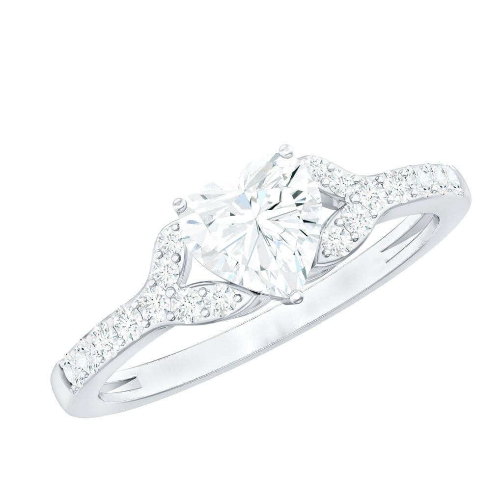 Certified Heart Shape Moissanite Engagement Ring