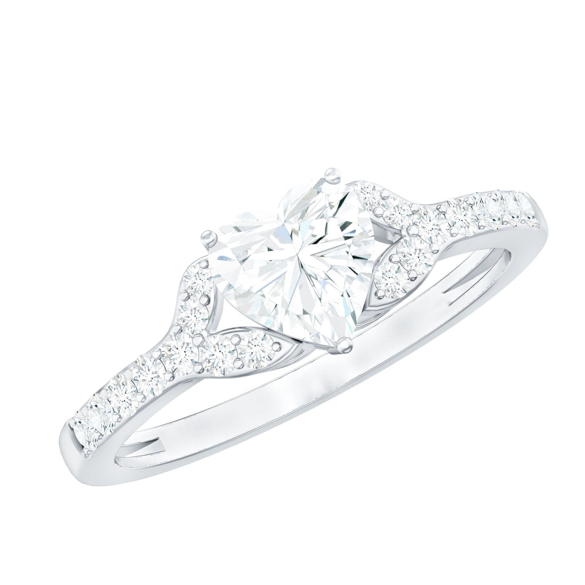 Certified Heart Shape Moissanite Engagement Ring