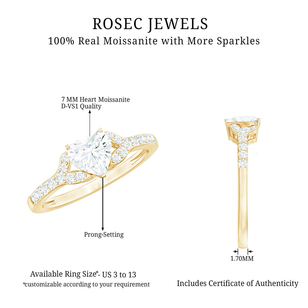 Certified Heart Shape Moissanite Engagement Ring