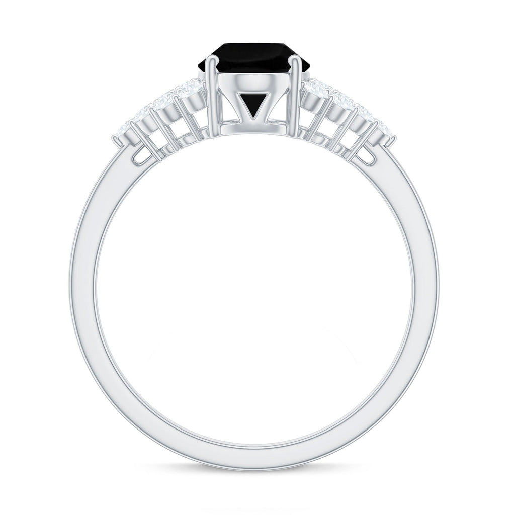 Created Black Diamond Oval Engagement Ring with Diamond