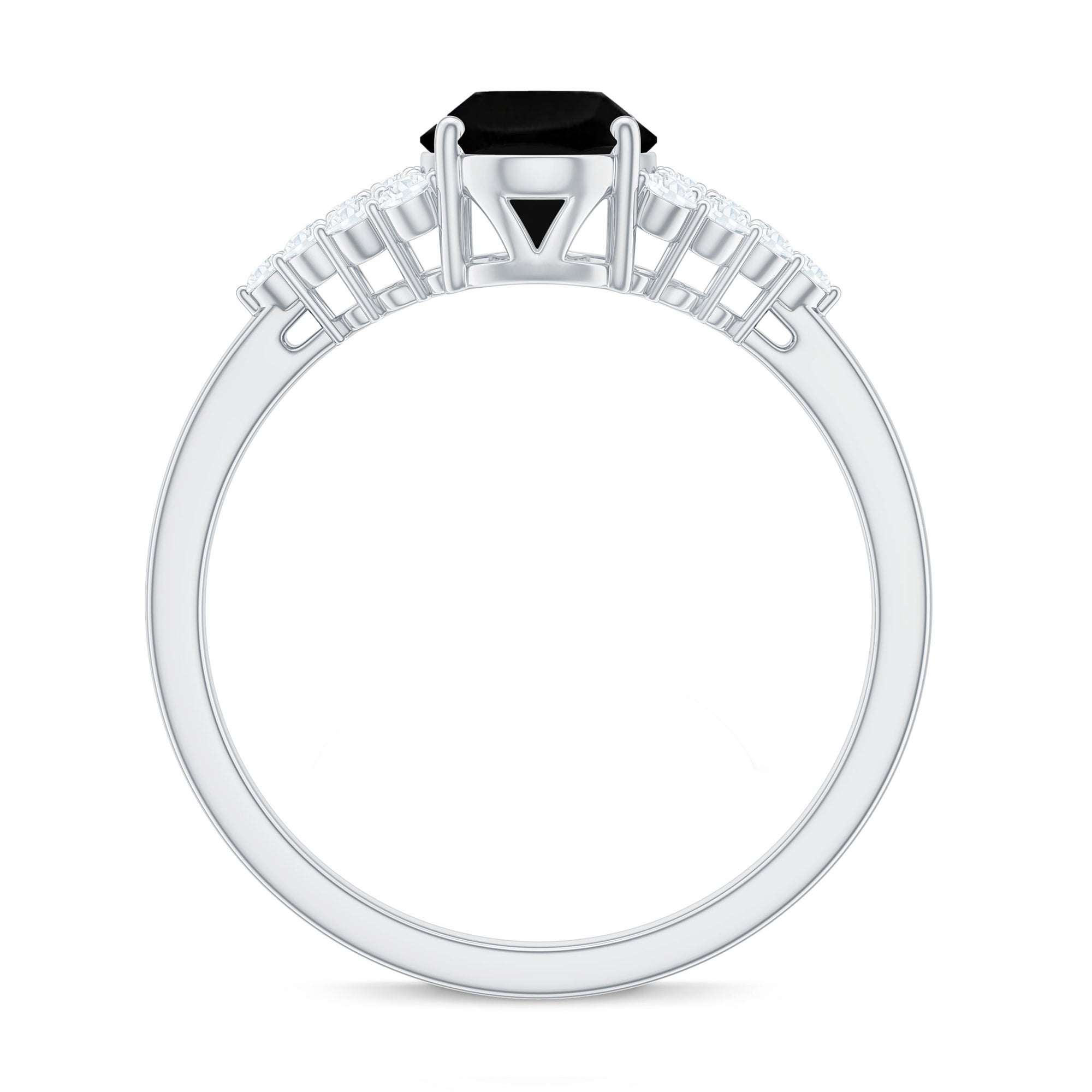 Created Black Diamond Oval Engagement Ring with Diamond