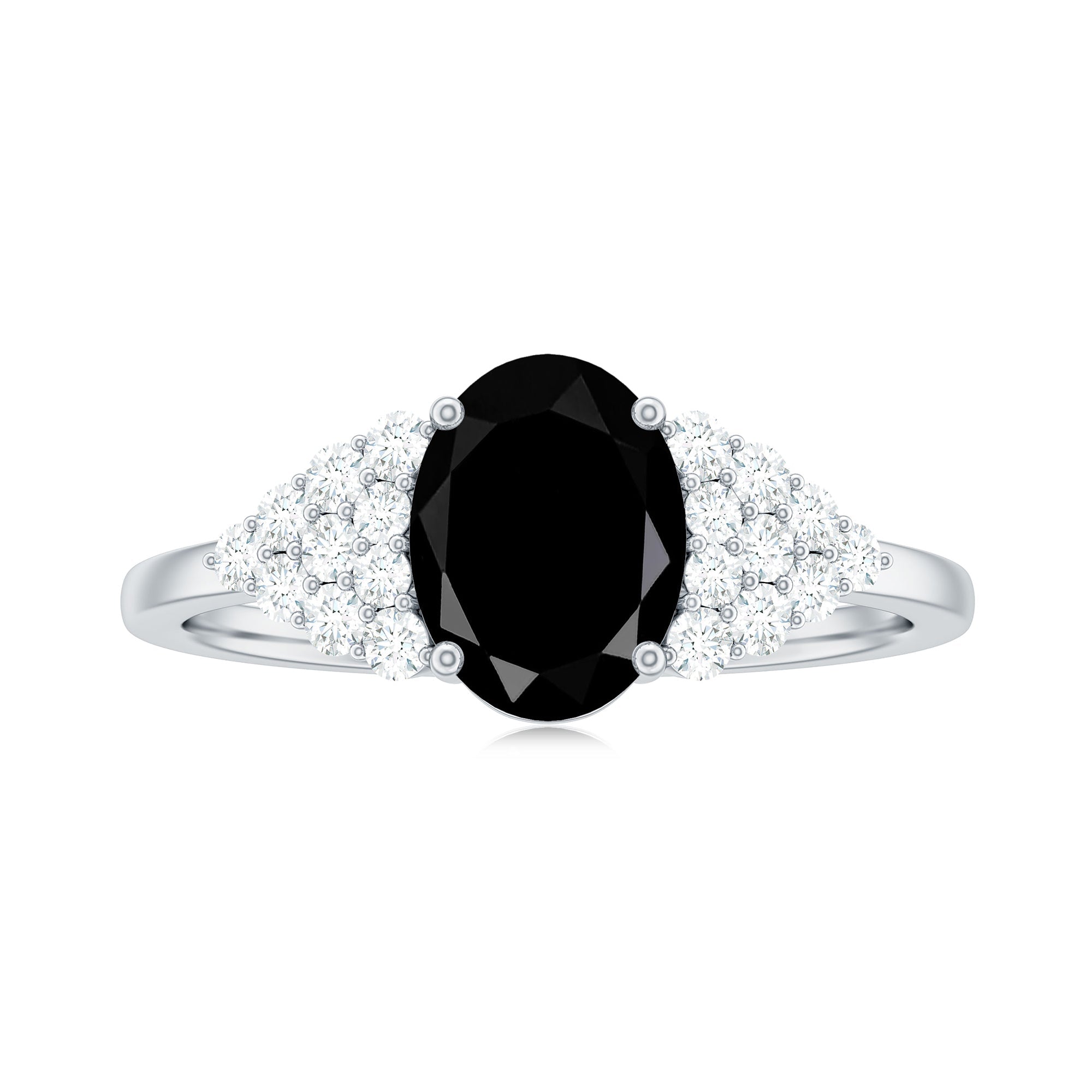 Created Black Diamond Oval Engagement Ring with Diamond