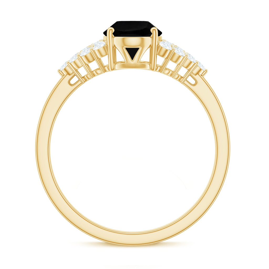 Created Black Diamond Oval Engagement Ring with Diamond