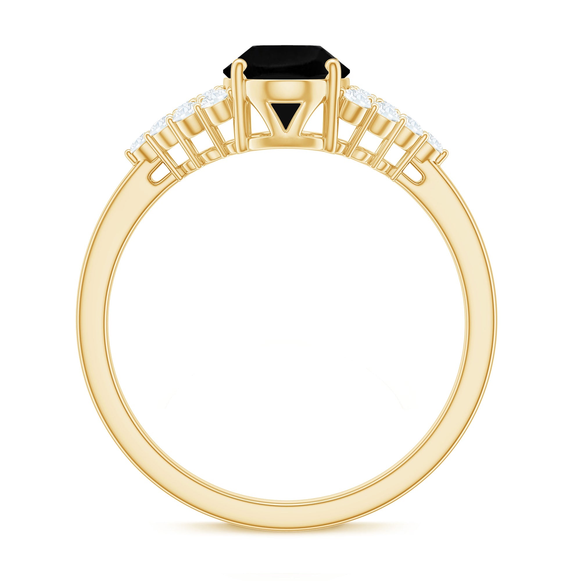 Created Black Diamond Oval Engagement Ring with Diamond