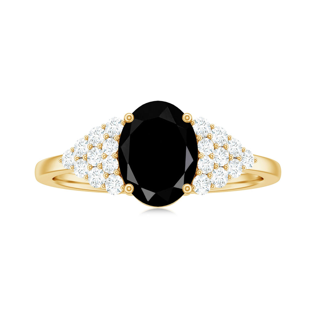 Created Black Diamond Oval Engagement Ring with Diamond