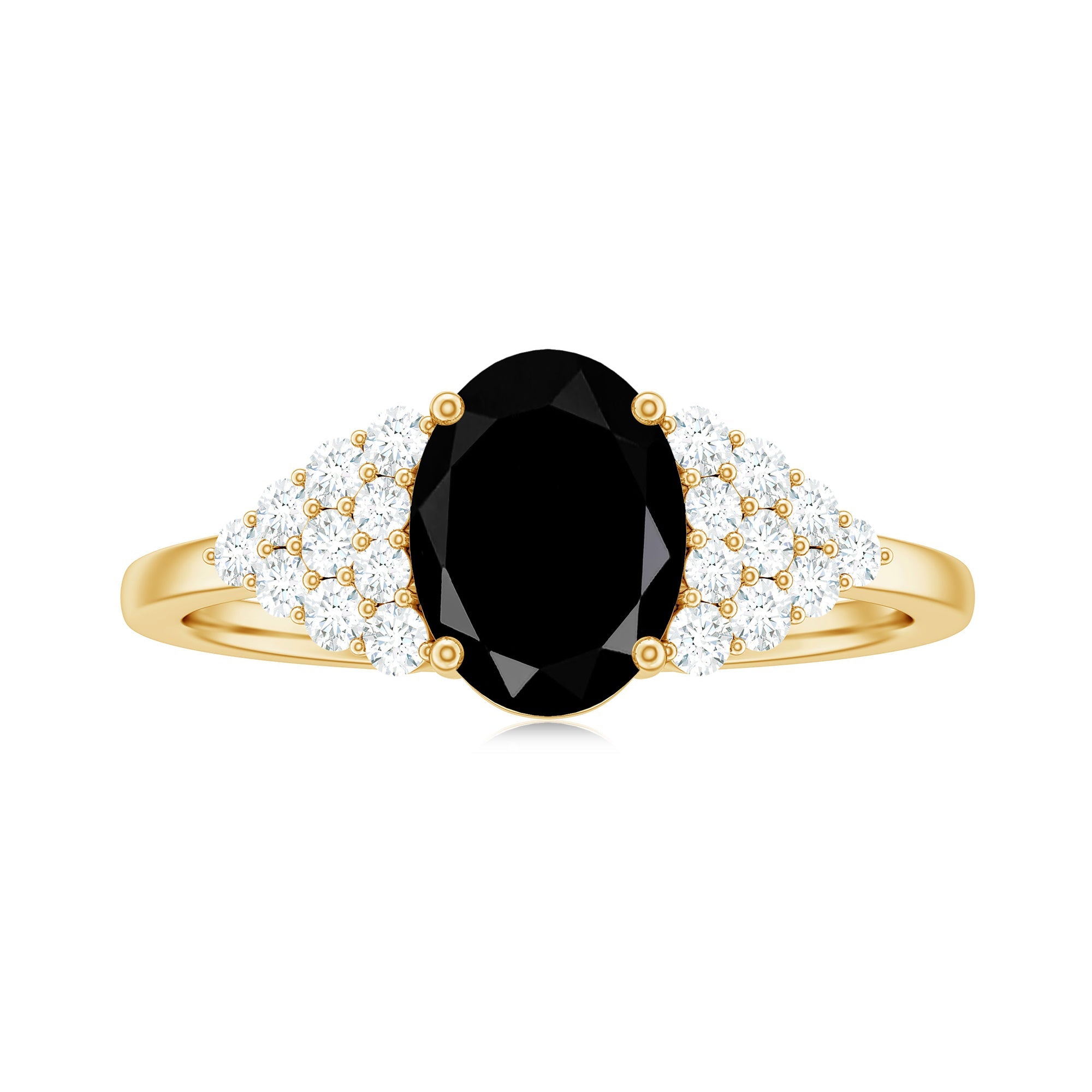 Created Black Diamond Oval Engagement Ring with Diamond