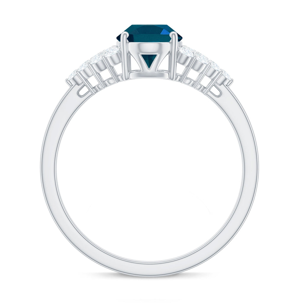 6X8mm Oval Cut London Blue Topaz Classic Engagement Ring with Diamond