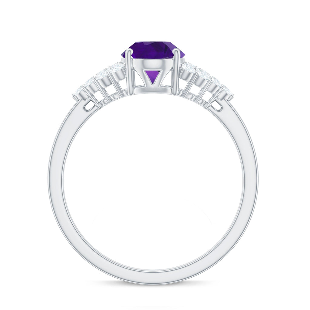 Classic Amethyst and Diamond Engagement Ring